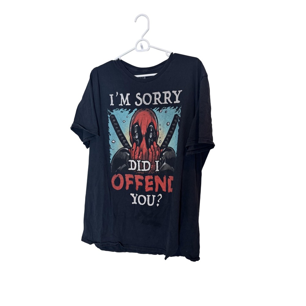 Marvel Deadpool Shirt Mens 2XL‎ Black I'm Sorry Did I Offend You Graphic Tee